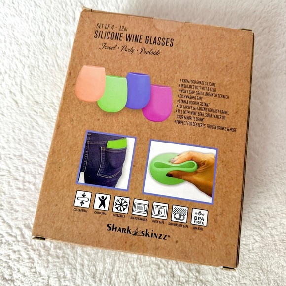 Colorful Silicone 12oz Wine Glasses Set of 4 - Picture 3 of 6